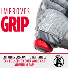 Franklin Sports Baseball Bat Grip Knob - Gator Grip Bat Nub - Baseball and Softball Bat Grip Knob - Improved Grip and Sting Reducer - Red