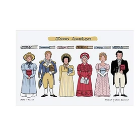 Alison Gardiner - Jane Austen Characters and Books 100% Cotton Tea Towel/Dish Cloth Kitchen Towel - Made in England