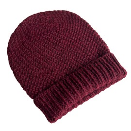 Beanie Hat for Men Women Warm Winter Hats 100% Baby Alpaca Rice Stitch Knit Cuffed Beanie Cap Unisex (US, Alpha, One Size, Burgundy)