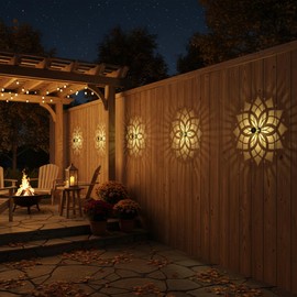 2 Pack Solar Fence Lights Metal Solar Powered Outdoor Wall Deck Step Lights Mandala Theme Waterproof Fence Light for Garden Post Patio Backyard Yard Decor, Gardening Gifts for Women Mom Grandma