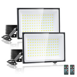 Onforu 100W Dusk to Dawn LED Outdoor Flood Light with Timer, 9000LM Adjustable Brightness Work Light, IP66 Waterproof Security Light with Plug for Yard 2 Pack
