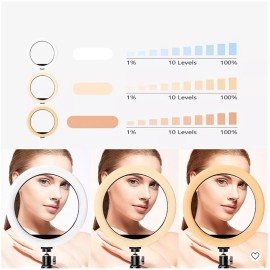 LETSCOM LED Ring Light Tripod Stand Phone Holder 3 Light Modes X002L240ZH