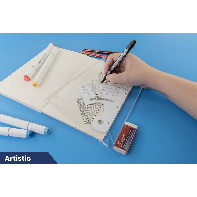 TRIANGLE ADJUSTABLE CLEAR ACRYLIC 8 INCH WITH INKING EDGE