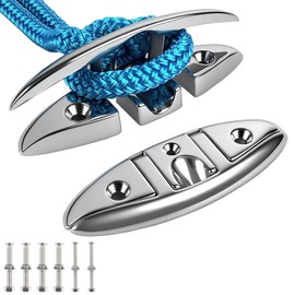 316 Stainless Steel Boat Cleats 5 Inch, Marine Grade Dock Cleats with Stainless Steel Bolts Fastener, Boat Dock Cleats Folding Dock Cleats for Deck and Boat (2 Pack)