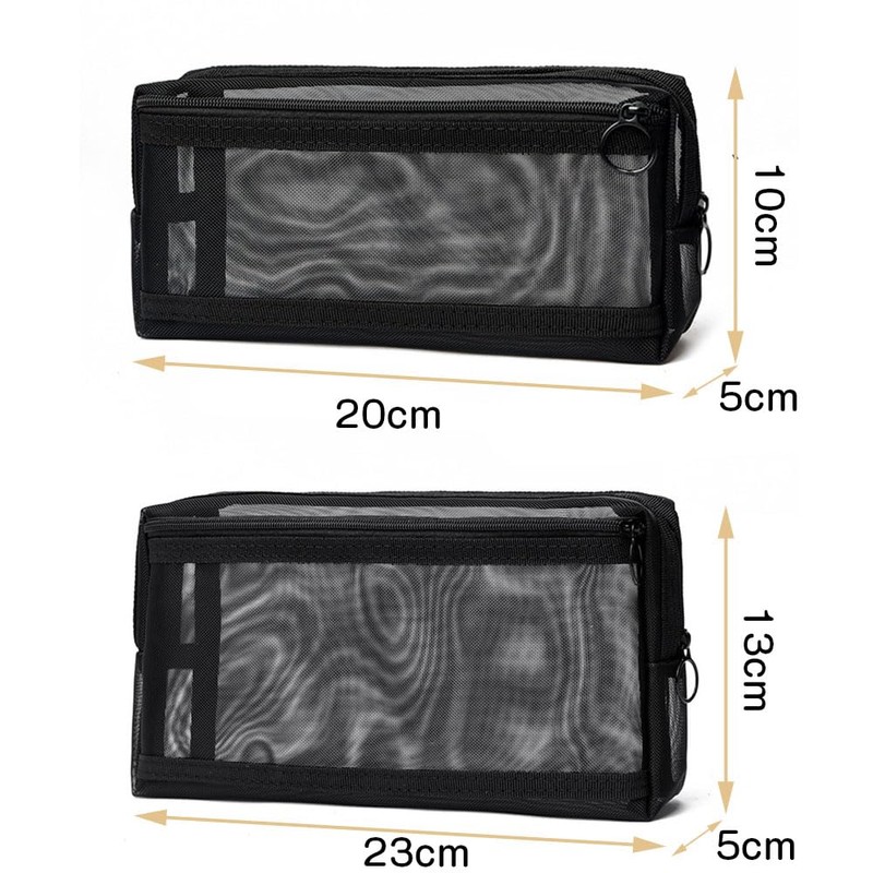 LOYELEY Mesh Makeup Pouch, Set of 2, M, L, Double