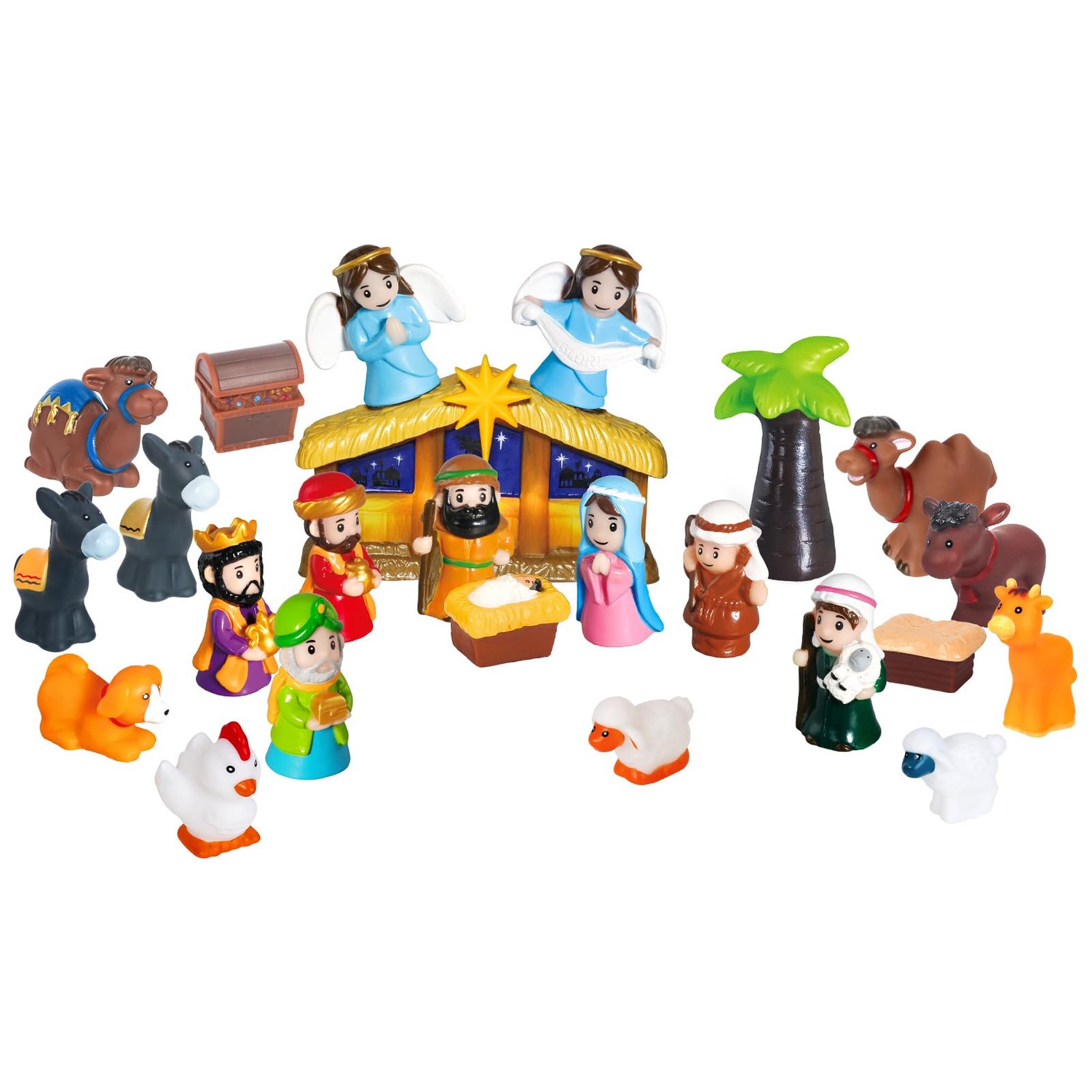 25 Pcs Nativity Set for Kids with Light, Christmas Nativity Toys Kids ...