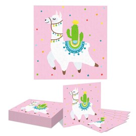 Kotkiddy 20-Pack Llama Birthday Party Napkins Alpaca Llama Birthday Napkin Decorations Mexican Cactus Napkins Gift for Baby Showers