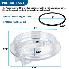 SPX3100D Pump Strainer Cover Compatible with Hayward Super II Pumps SP3000 SP3000X Series, Thread Pool Pump Lid with Strainer Cover O-Ring SPX3000S Compatible with Hayward Chlorine & Bromine Feeders