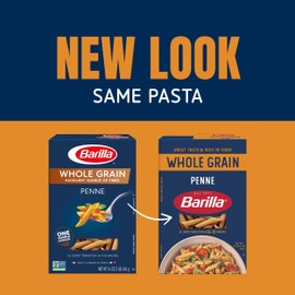 Barilla Whole Grain Penne Pasta, 16 oz. Box (Pack of 12) - Non-GMO, Made With 100% Whole Grain Durum Wheat - Great Source of Fiber