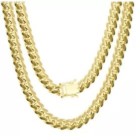 U2 10MM Miami Cuban Link Chain 14K Gold Plated Stainless Steel 30 Inch