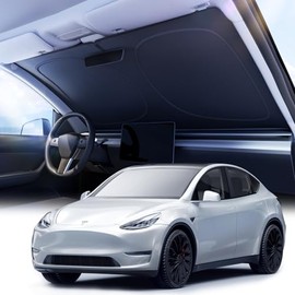 Nmoiss - Parasol para parabrisas de coche mejorado 2026 [revestimiento reflectante de matriz de puntos] borde extendido sin fugas de luz, diseño de enfriamiento que protege el interior del coche de