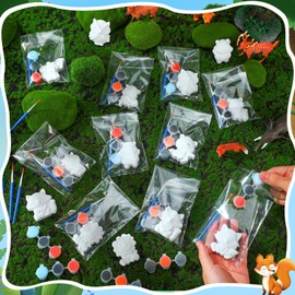 Simgoing 20 Set Dinosaur Unicorn Mermaid Donut Jungle Animal DIY Painting Kit Pumpkin Snowman Ceramic Paint Your Own Figurines Unpainted Plaster Craft for Party Favor(Jungle Animals)