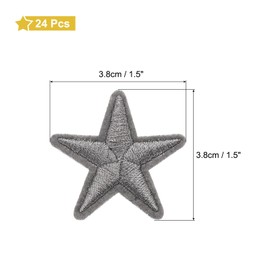 MECCANIXITY 24 Pcs 5Star Patches Iron on Patches, Gray Sew Embroidered Patches Appliques Embellishments 1.5IN Repair Patch for DIY Garment Craft Backpack Clothes Gift Decorations
