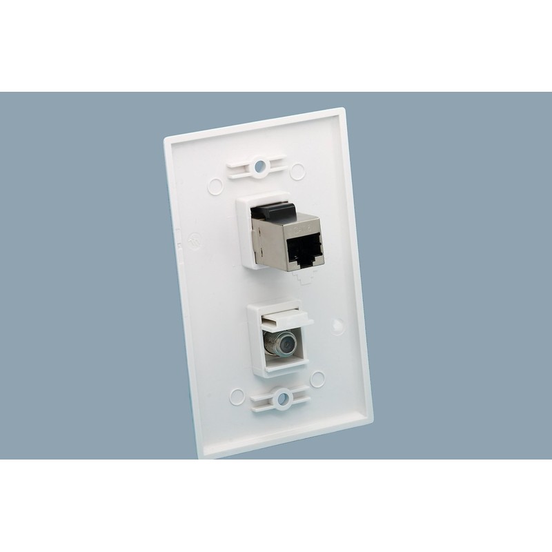 RiteAV 1 Gang Wall Plate (White) 2 Port - Cat6