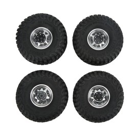 4PCS 1.9in Wheel Tires with 10 Holes Hub Uneven Gravel Pattern for SCX10 1/10 RC Car Models Silver