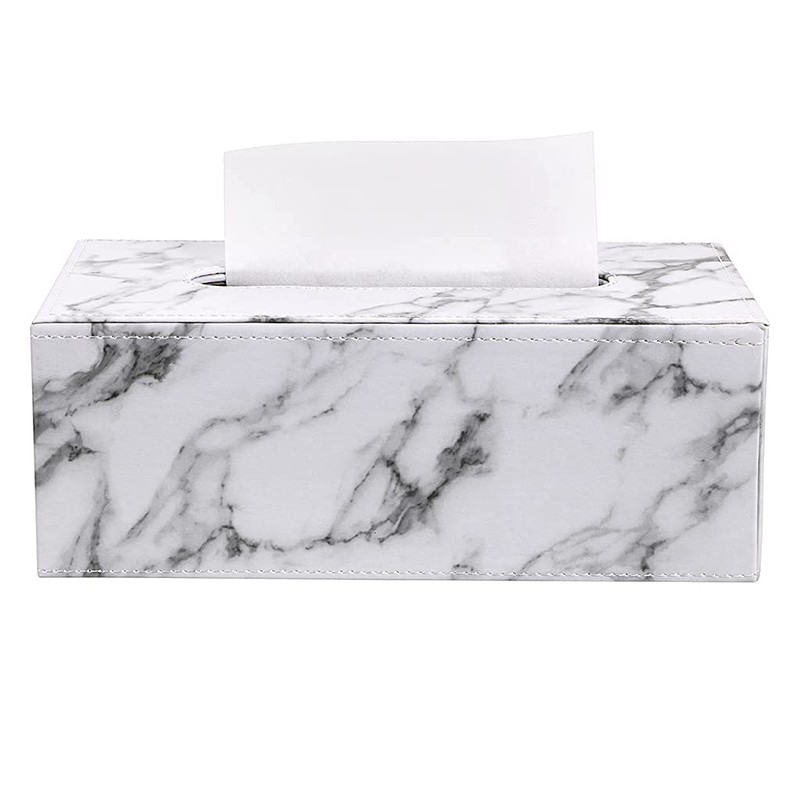BTSKY PU Leather Facial Tissue Box, Rectangular Napkin Holder for