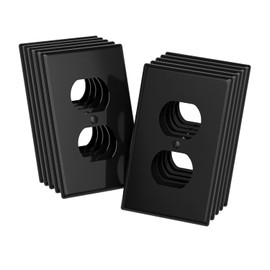 OuuKoo Black Outlet Covers - Duplex Receptacle Wall Plates, 1-Gang Standard Size Outlet Wall Plates, PC Material, Durable Wall Plates for Electrical Outlets (Blake)