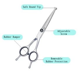 YLEECH Professional 5 in 1 Dog Grooming Scissors Kit with Safety Round Tips, Sharp Heavy Duty 4CR Stainless Steel Pet Shears for Dogs Cats Grooming at Home
