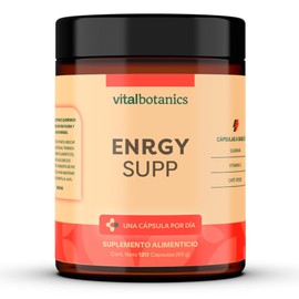 ENRGY SUP Guarana, Cafe Verde y Vitamina C. Con 120 capsulas de 500mg (4 meses). VitalBotanics. Suplementos Alimenticios. Multivitaminico Hombre y Mujer. Libre de Gluten y Aditivos.