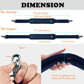 [ZINZ] 76.8 inches (195 cm) Shoulder Belt with Fixed Pads, Extra Thick, Long Shoulder Strap, Super Durable, Shoulder Strap - Messenger Bag, PC Bag, Camera Case, Business Bag, Sports Bag, Tool Bag,