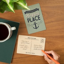 Delaware, Rehoboth Beach is My Happy Place (4x6 Birch Wood Postcards, 2-Pack Stationary, Rustic Home Wall Decor)