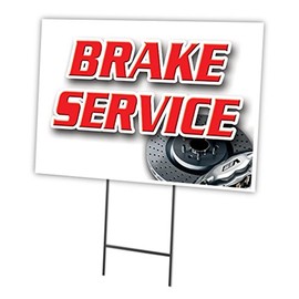 Brake Service 18"x24" Yard Sign & Stake | Advertise Your Business | Stake Included Double Sided Image | Made in The USA