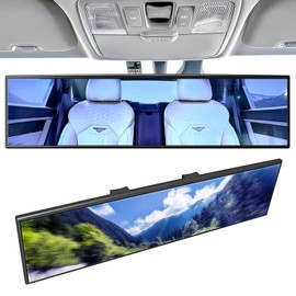 Broadway Car Rear View Mirror HD Anti Glare Universal 12 Inch large Field of View Panoramic Rearview Mirror with Wide Angle Blue Tint for Car SUV and Truck