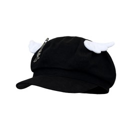 ZYOOFOV Mine Style Hat, Newsboy Cap, Beret, Cross Decoration, Clip, UV Cut, Cute, Flat Cap, Subculture Type, Thin, Small Face Effect, blue