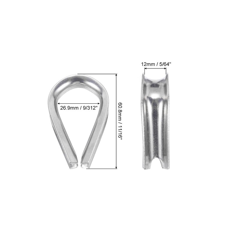 PATIKIL M12 316 Stainless Steel Thimble for 1/2" Dia Wire
