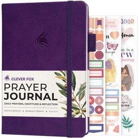 Clever Fox Prayer Journal – Daily Devotional & Gratitude Notebook – Religious Planner & Gods Book – Faith Based Gifts & Accessories (Purple)