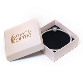 Bracelet New 2024 MariaFonte Love Heart Zirconia Women's Original Stiffness Pendant Base Girls Bracelets Clip Fix Offer Charm Chain Silver Hook Clasp Box Pink Bead Zirconia Sterling Silver, Silver, No