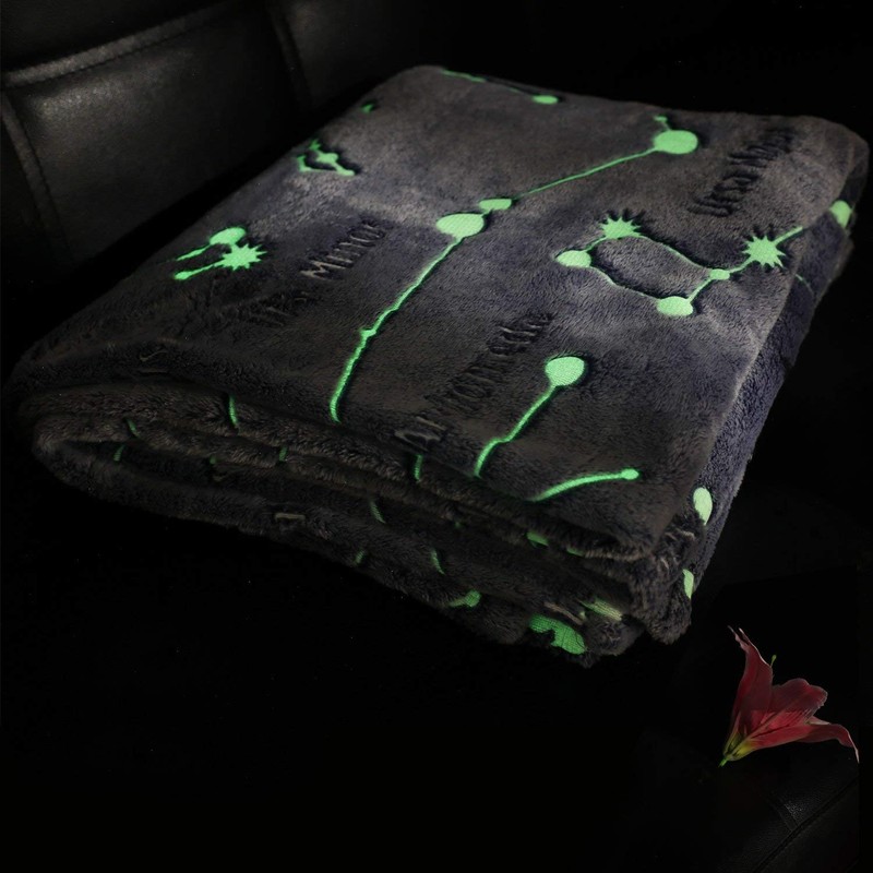 Kanguru Plaid Fleece Blanket, Polyester, Blue Glow, 130 x 150