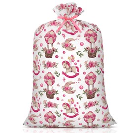 56" Extra Large Gift Bag for Girl Birthday Jumbo Bag, Pink Trojan Horse Birthday Gift Bags, Plastic Gift Bags for Presents, Baby Shower, Party Oversized Huge Wrap Wrapping Gift