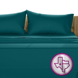 TEXAS LINEN CO. 100% Egyptian Cotton Sheets Full Size - 1200 Thread Count 4 PC Full Sheet Set Egyptian Cotton, Sateen Weave Luxury Sheets Full, High Thread Count Sheets, 19" Deep Pocket - Teal