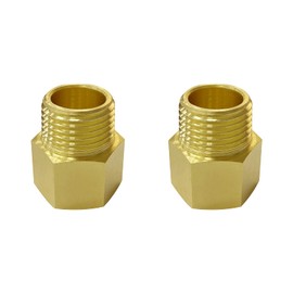 Brass Pipe Fitting Reducer Adapter 1/4" NPT Male Thread to 1/2" NPT Female 2 Pack Thread Hose Fitting Straight Hex Nipple Fast Coupler