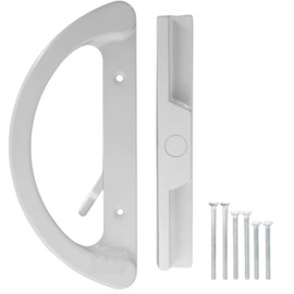 G.A.S Hardware 8" Sliding Patio Glass Door Handle Set Replacement - Replace Patio Glass Door Handles Quickly and Easily – White Diecast Aluminum, Non-Keyed, Fits 3-15/16” Hole Spacing