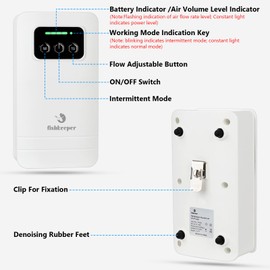 fishkeeper Battery Powered Aquarium Air Pump, USB Rechargeable Aerator Fish Tank Air Pump for 5-125 Gallons Portable Oxygen Pump for Outdoor Fishing, Power Outages and Emergency (4W 80GPH)