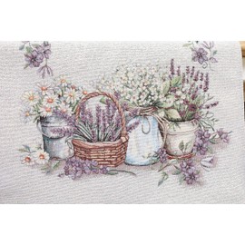 Decorative Table Runner Spring Summer Washable Fabric 140 x 45 cm, 100% Jacquard Tapestry, Table Runner, Runner Table for Dining Room, Birthday, Farmhouse, Kitchen, Table Decoration - Lavender Harmony