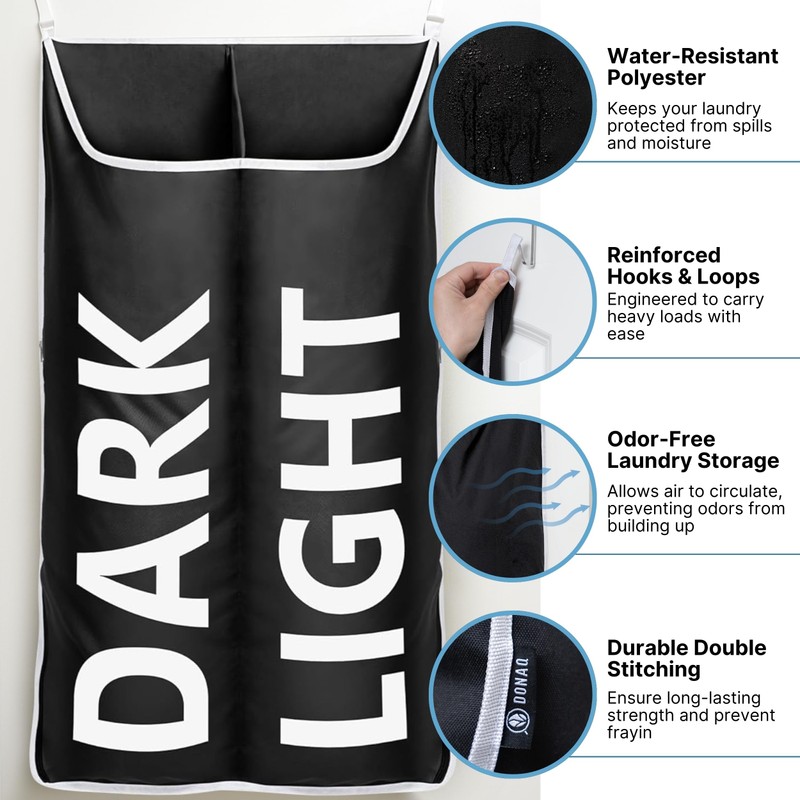 DONAQ Hanging Laundry Hamper Bag XL, Space Saving over the