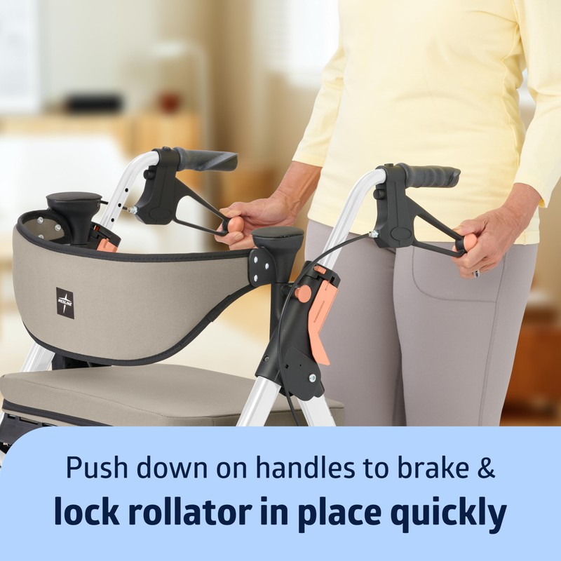 Medline Premium Empower Rollator Walker with Memory Foam Seat, Gray
