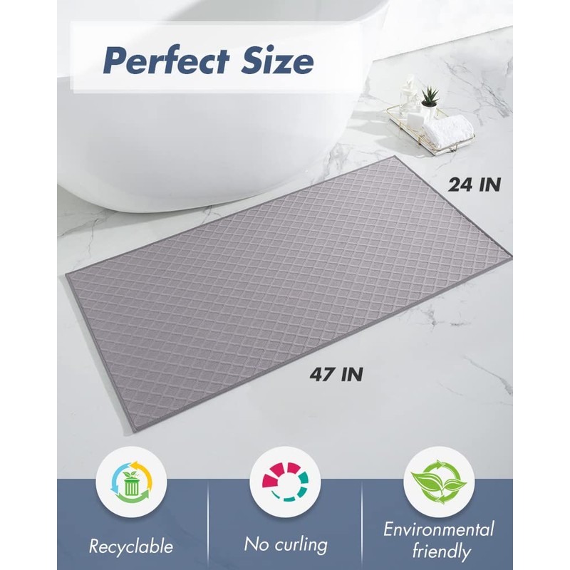 AMOAMI Bath-Mat,Ultra Thin Bath-Rugs Runner,Rubber Backed Bath Mats for Bathroom