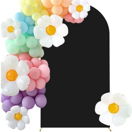HAINARverS Wedding Arch Cover 7.2FT Spandex Fitted Stretchy Arch Stand Covers,2 Sided Round Top Chiara Backdrop Cover for Birthday Party Ceremony Banquet Baby Shower Arch Decoration(Black)