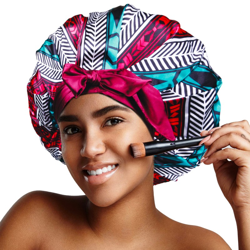 DONNA Large, Extra Large Adjustable Tie Satin Bonnet Sleep Cap