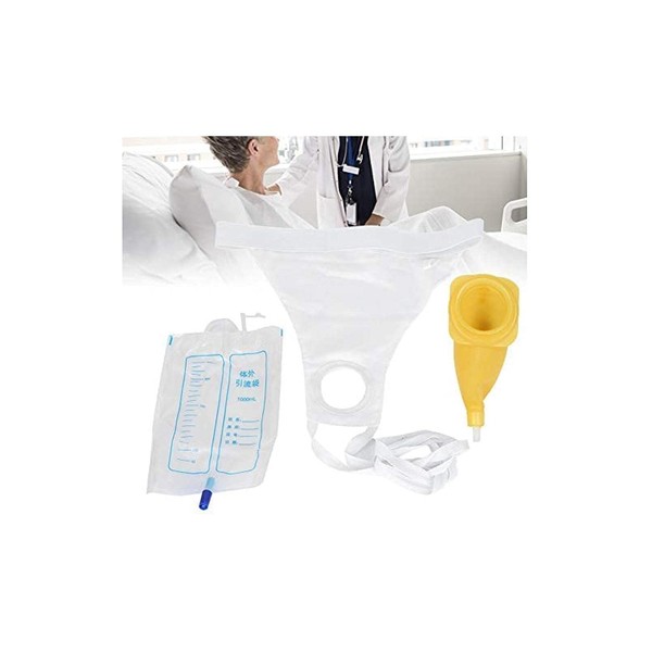 Urine Catheter Bag, Silicone Urine Collector Wearable Urinal System Can Prevent Backflow-No Spill, Urine Collector for Elderly (Men Normal Type)
