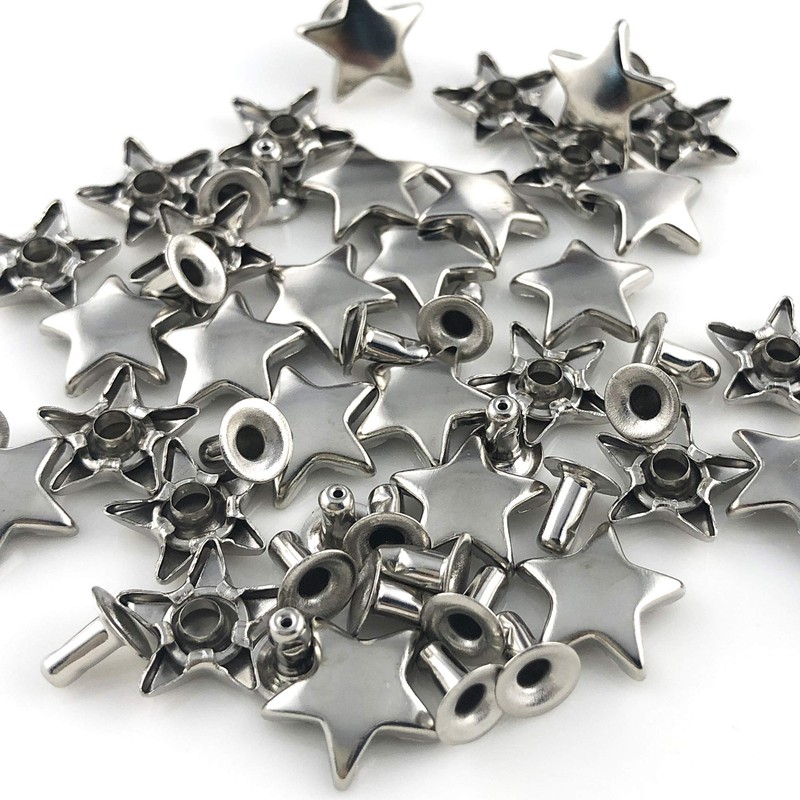 100 Sets 12MM Silver Star Rivets for Leather Star Rivet