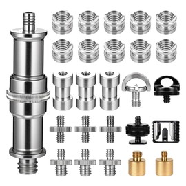 DFsucces Camera Screws, Set of 26, 1/4 3/8 Inch Tripod Screw, Converter Adapter, Fixed Spigot Adapter, Compatible with Tripod, Monopod, Camera, Head Counter and More Photography Aid Tool