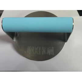 JNXHON 5inches Stainless Steel Smash Hamburger Press, Hamburger Press for Griddle, Bacon Press, Grill Press,Garlic Press Smash Burger Press with Anti-Scald Handle with Silicone Handle(Blue)