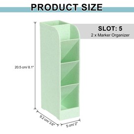 uxcell 2PCS Marker Organizer, 5 Slots Marker Holder Organizer PVC Plastic Marker Storage Holder Marker Storage Rack Crayon Pen Holder for Store Paint Brushes, Pens, Color Pencils (Green)