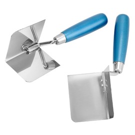 QWORK® 2 Pieces Corner Trowel Rustproof 80 x 60 mm Internal and External Corner Trowel Stainless Steel for Professional Plastering Drywall Work