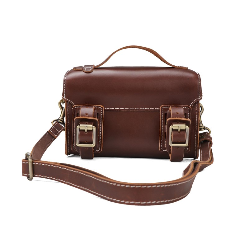 TOURBON Retro Bike Handlebar Bag Genuine Leather Bicycle Rear Saddle